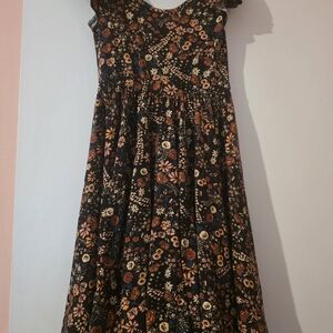 Dot Dot Smile Floral Kids Dress - Black and Orange